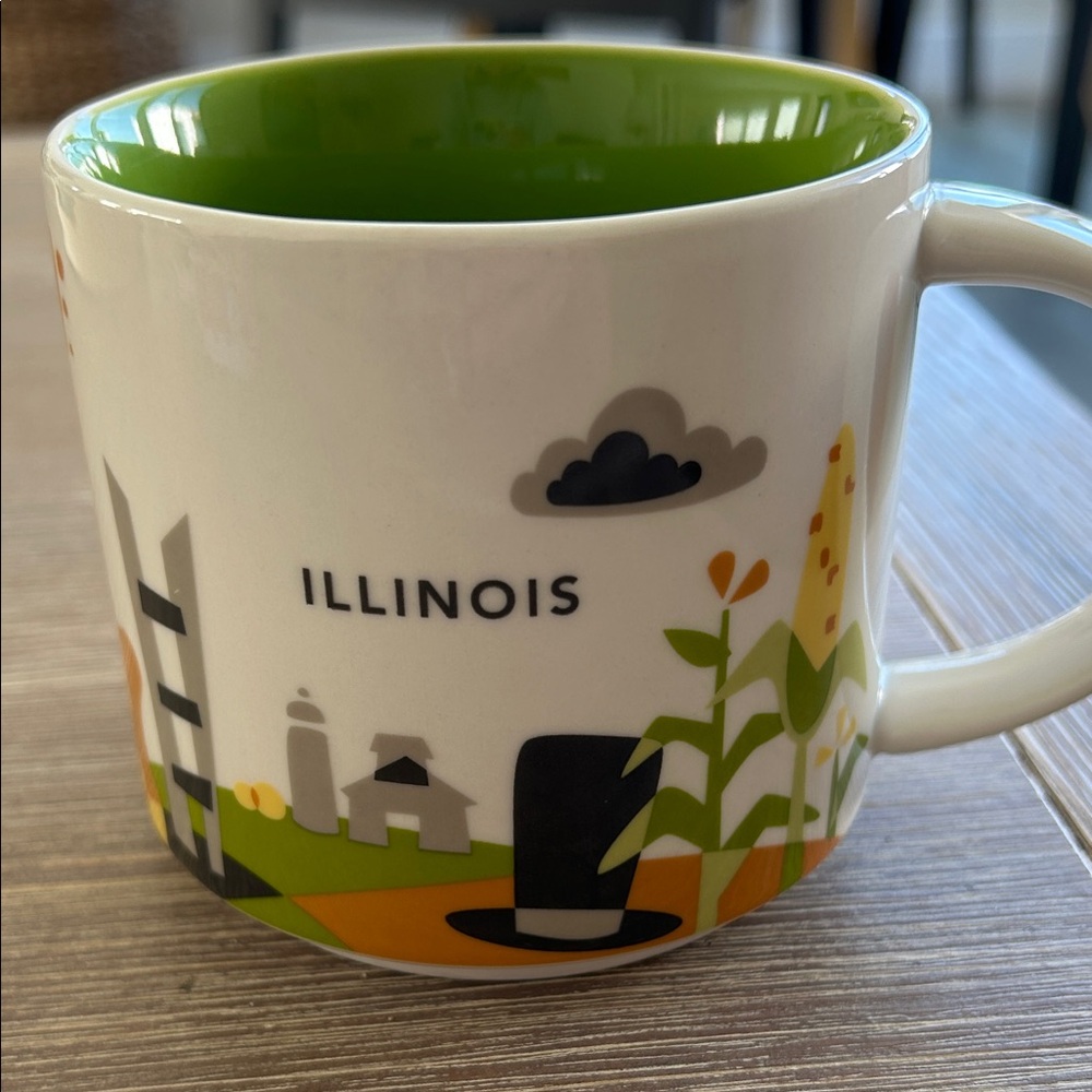 STARBUCKS 🍵 Illinois Themed Mug with Green Interior part of the ‘you are here’